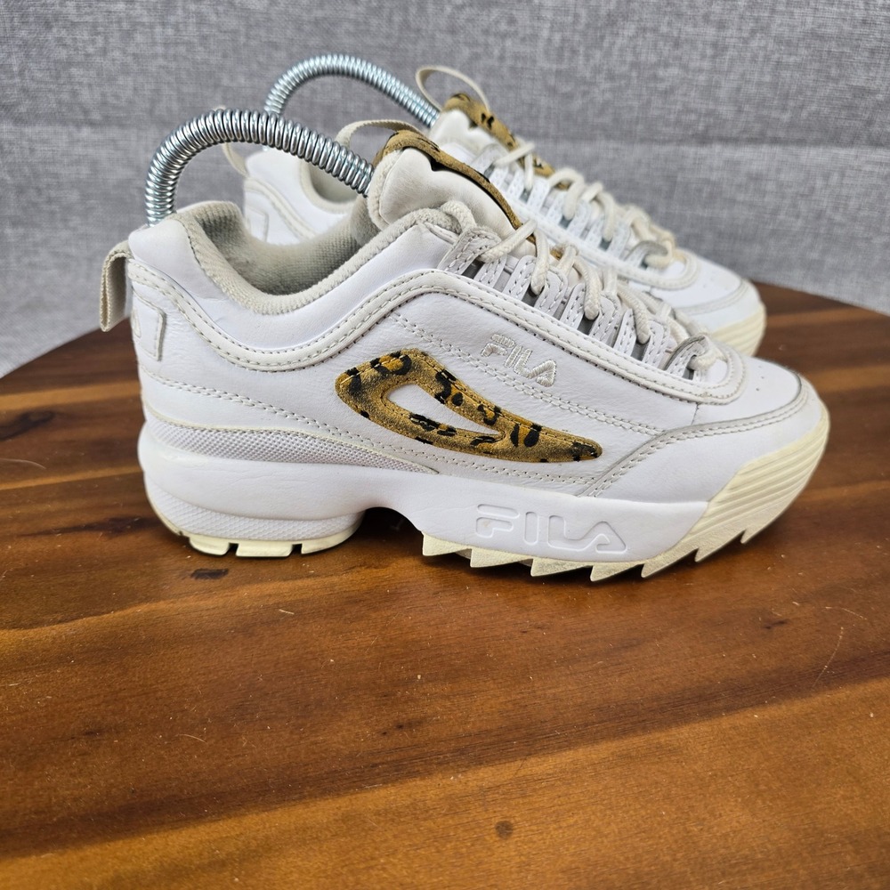 Fila Disruptor II Premium White Leopard Chunky Sneakers 3XM01275-101 Kids 3